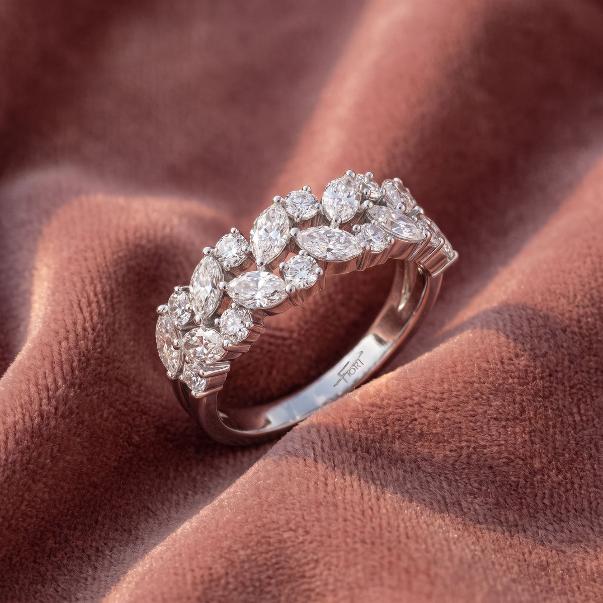 18K Half Eternity Marquise Diamond Ring — AI cloth, in-house