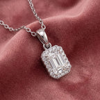 18K Halo Diamond Pendant — AI cloth, in-house