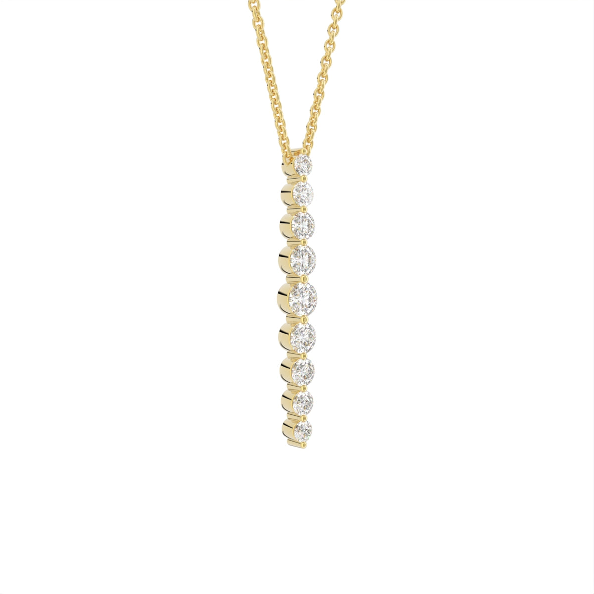18K Geometric Diamond Pendant — 3D VIEW