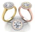18K Halo Round Diamond Ring — 3 COLOR