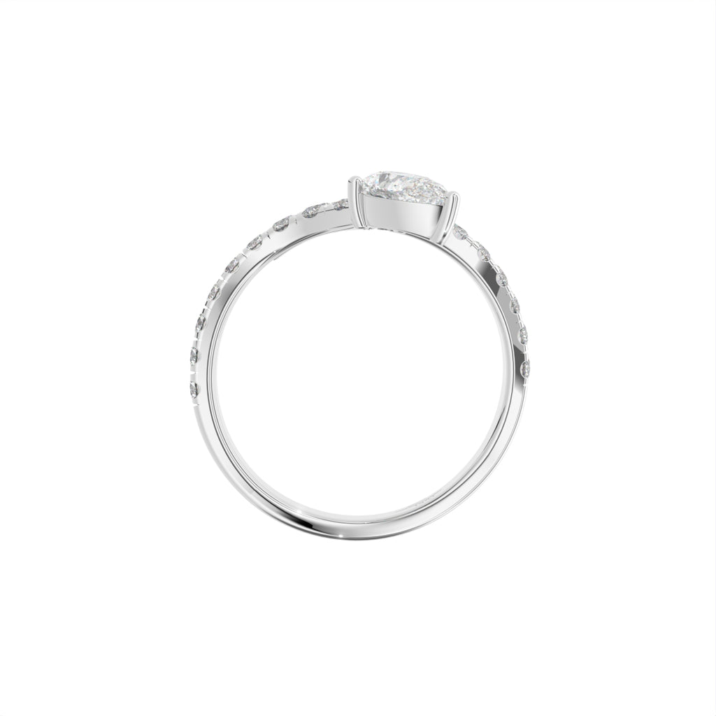 18K Pear Diamond Ring — FRONT