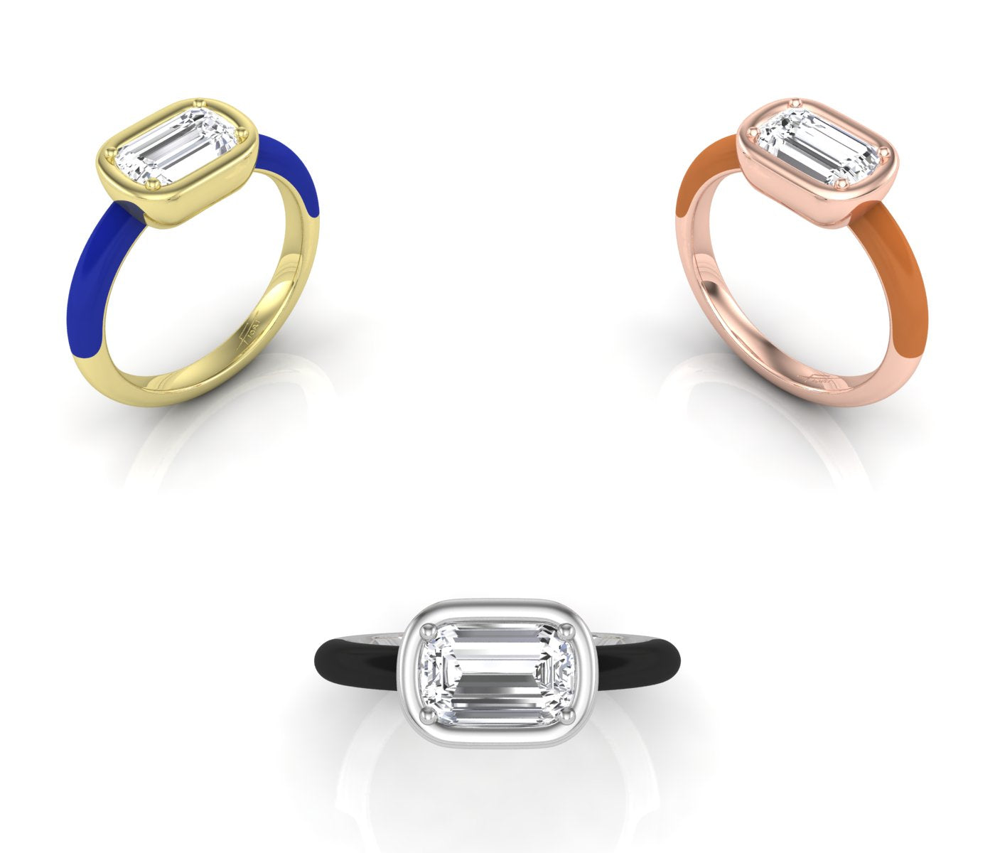 vimg:FJ4896|vimg:FJ4897|vimg:FJ5913|14K Crisscut Emerald Diamond Solitaire Ring — 3 COLOR