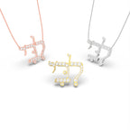 18K Hebrew Letter Round Diamond Pendant — 3 COLOR