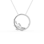 18K Floral Leaf Diamond Pendant — BACK