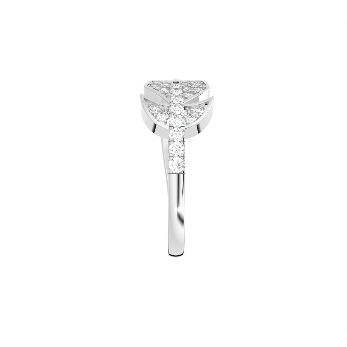 18K White Gold Bespoke Round Diamond Ring — SIDE