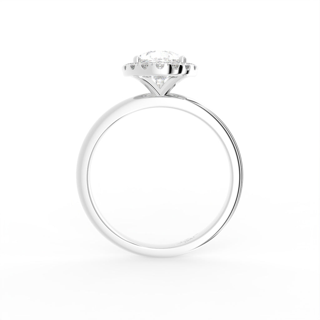 vimg:Z00228|18K Halo Pear Diamond Engagement Ring — FRONT