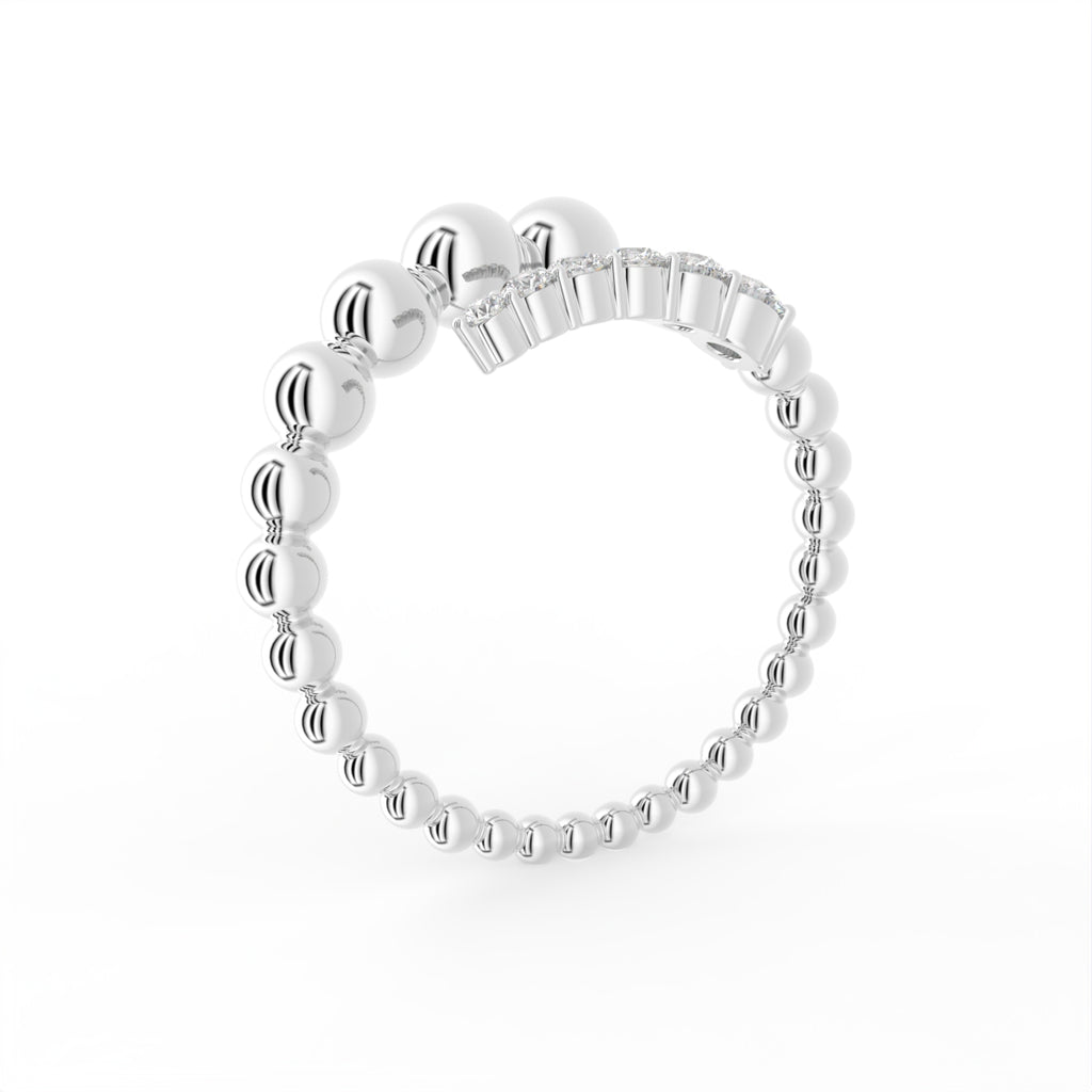 18K Rose Gold Spiral Pave Diamond Ring — 3D VIEW