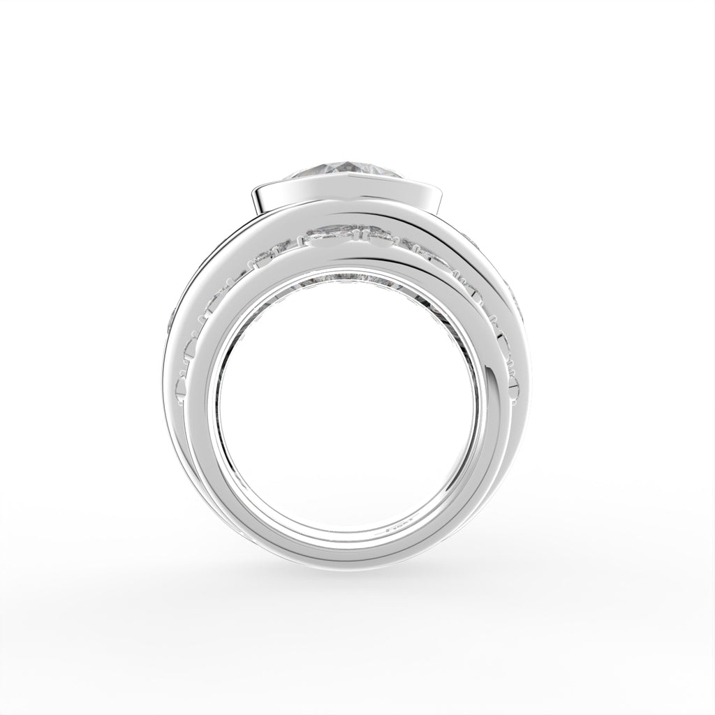 Sterling Silver Heart Diamond Ring — FRONT/BACK