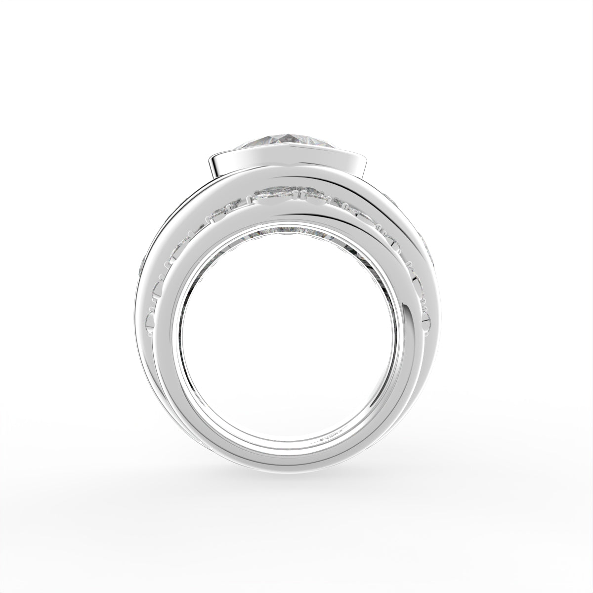 Sterling Silver Heart Diamond Ring — FRONT/BACK