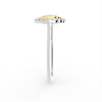 18K White Gold Oval Halo Diamond Engagement Ring — SIDE