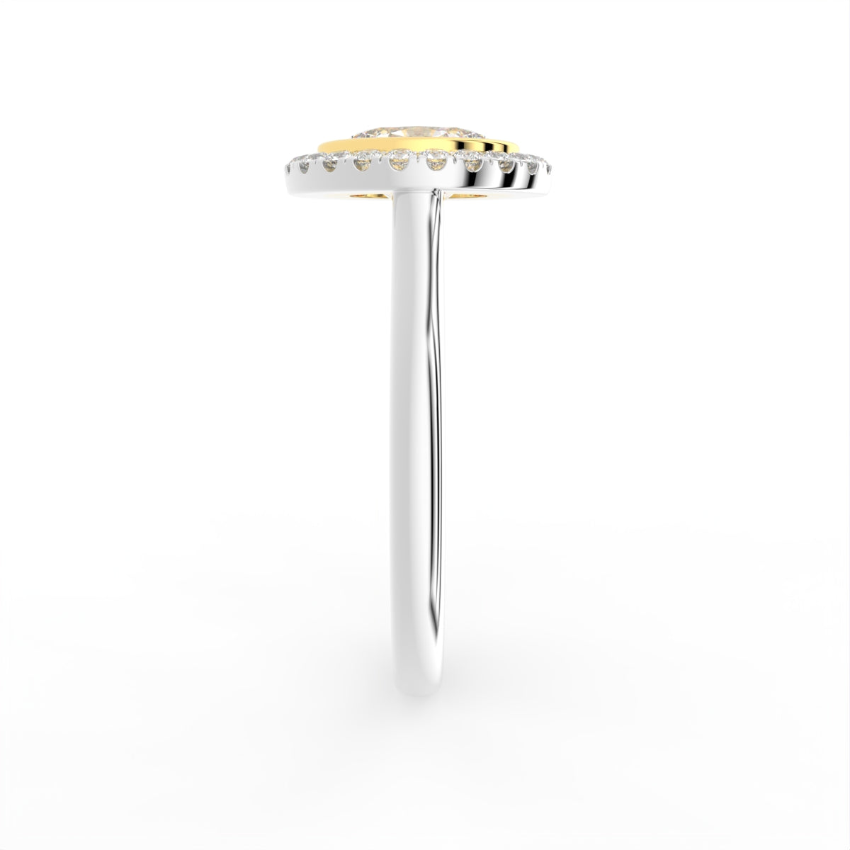 18K White Gold Oval Halo Diamond Engagement Ring — SIDE