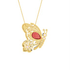 18K Two Tone Pear Diamond Pendant — BACK
