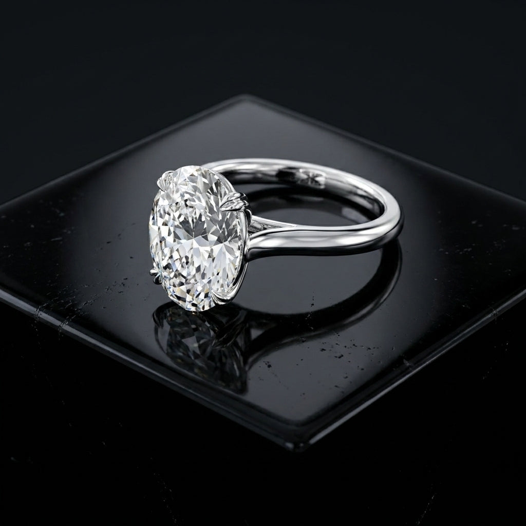 18K Yellow Gold Solitaire Oval Diamond Ring