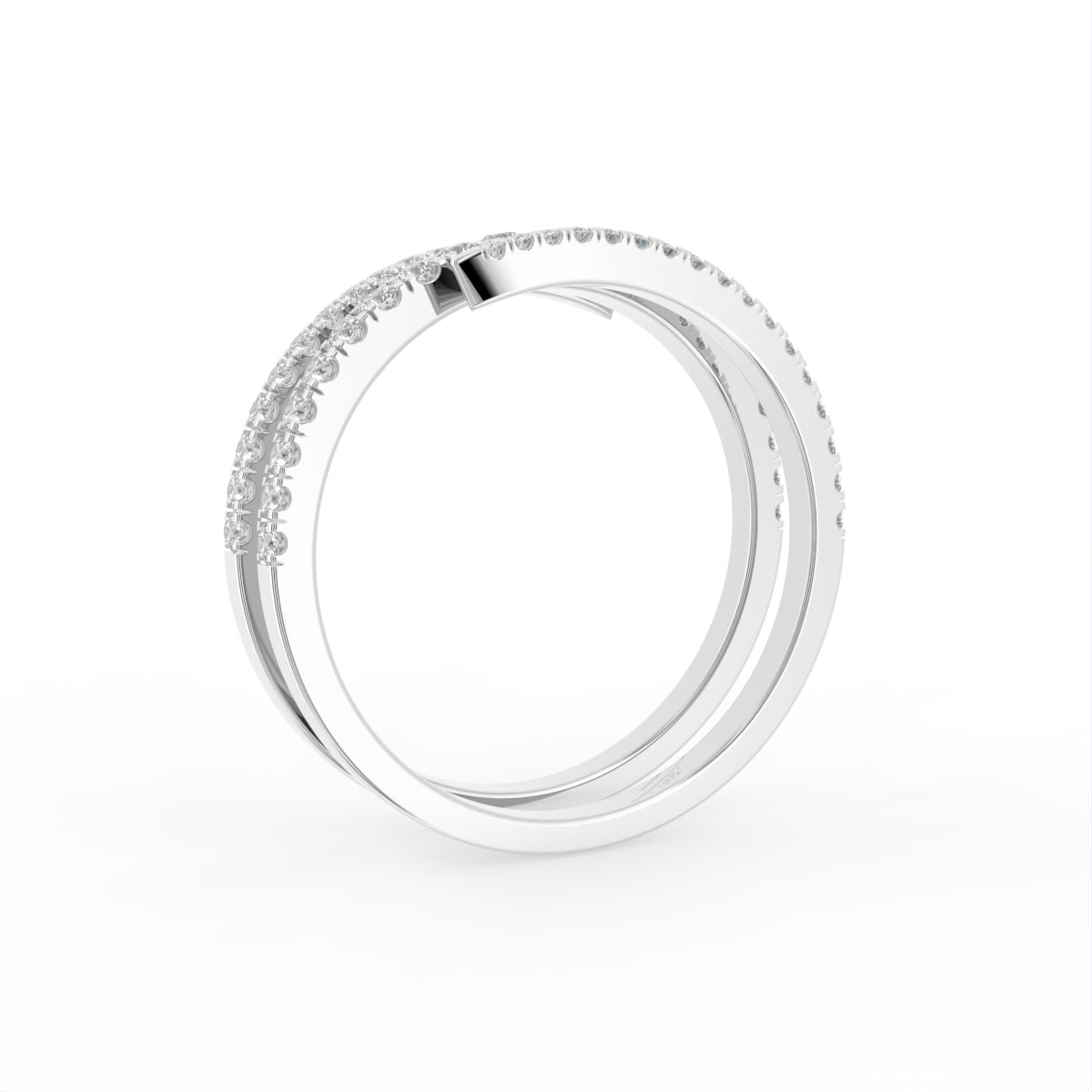 18K Bespoke Round Diamond Band Ring — 3D VIEW