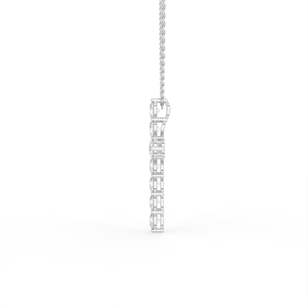 18K White Gold Cross Round Diamond Pendant — RIGHT