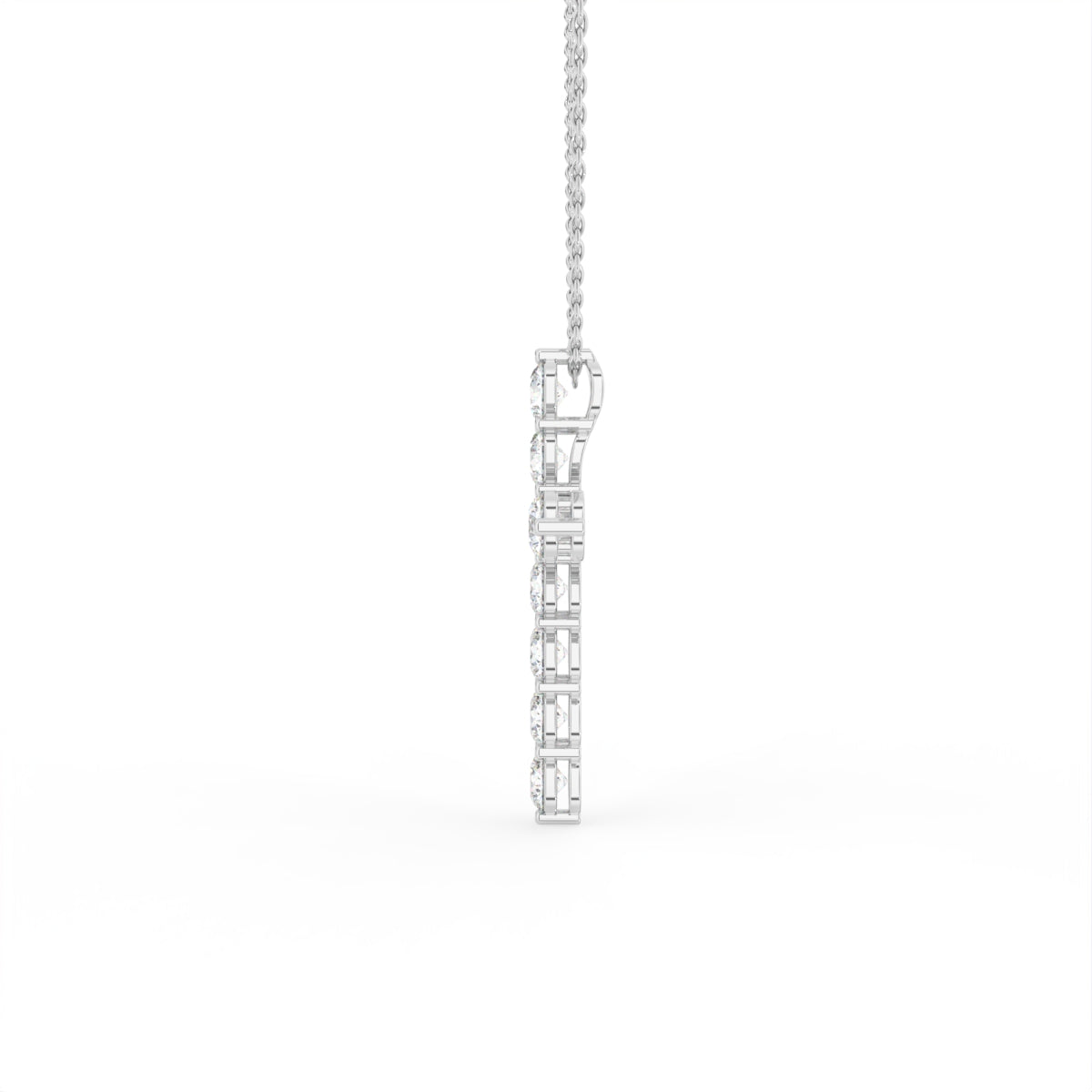 18K White Gold Cross Round Diamond Pendant — RIGHT