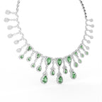 18K Green Pear and Diamond Fringe Necklace — 3 COLOR