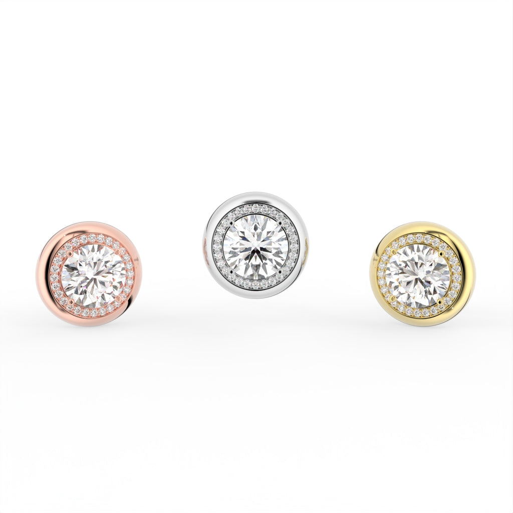 Sterling Silver Diamond Earrings — 3 COLOR