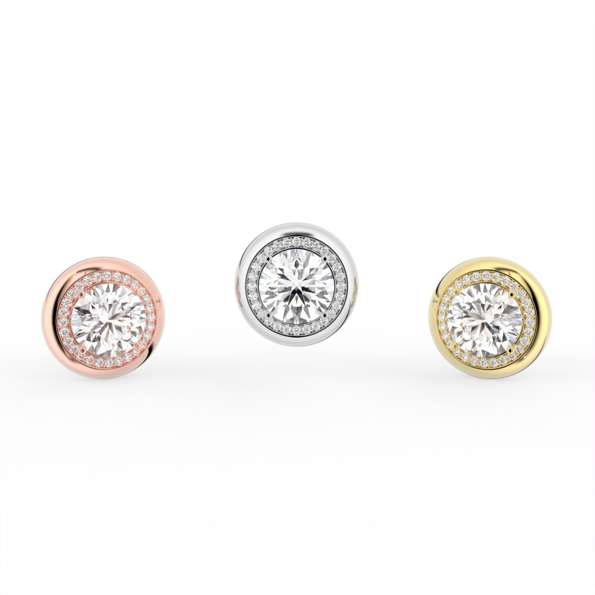 Sterling Silver Diamond Earrings — 3 COLOR