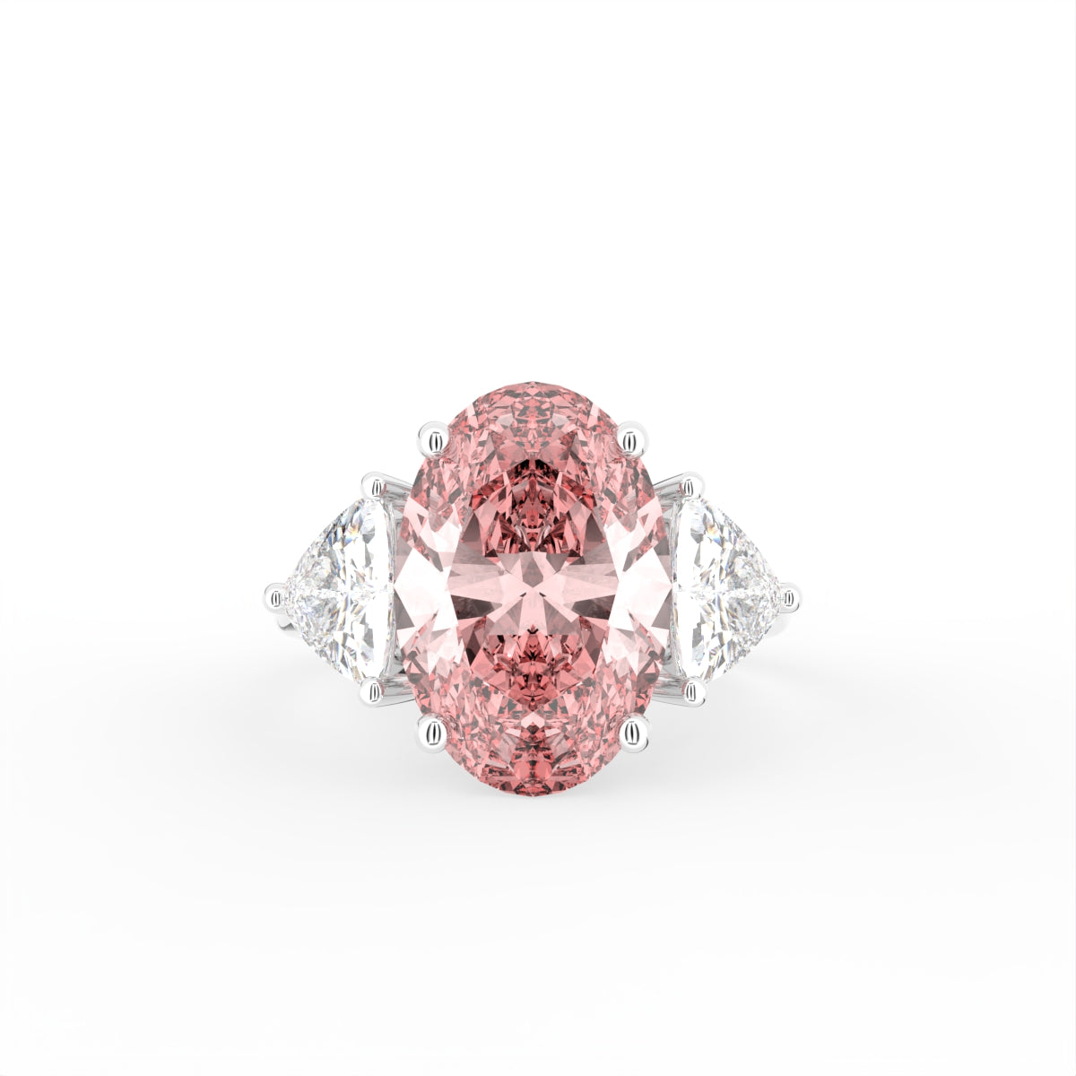 vimg:FJ2448|18K White Gold Trilogy Oval Diamond Ring — TOP