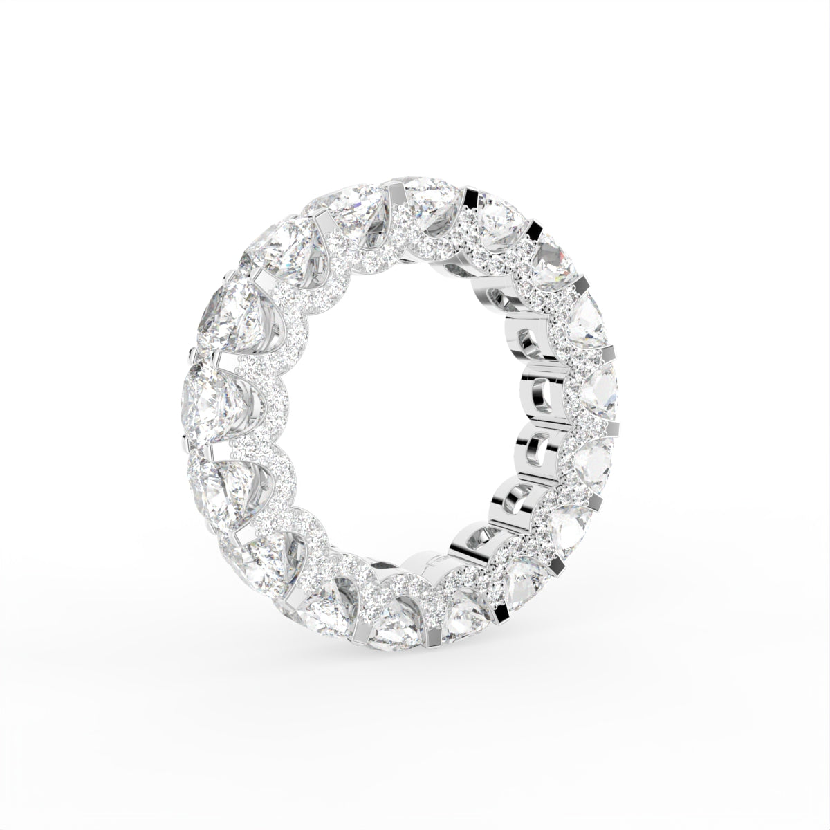 18K Full Eternity Round Diamond Ring — 3D VIEW