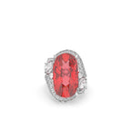 18K Red Oval and Diamond Cocktail Ring — TOP