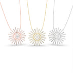 18K Sunburst Diamond Pendant — 3 COLOR