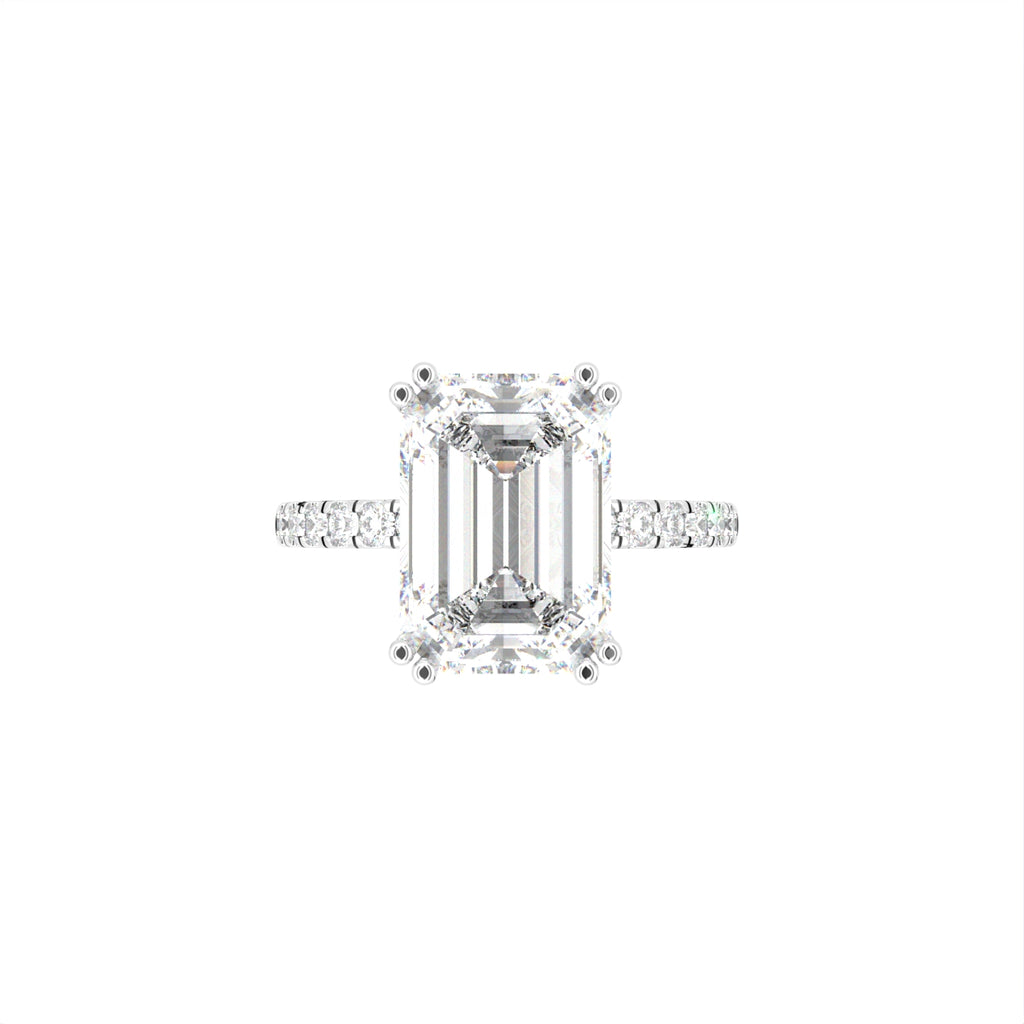 18K Solitaire Emerald Diamond Engagement Ring — TOP