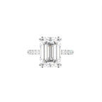 18K Solitaire Emerald Diamond Engagement Ring — TOP