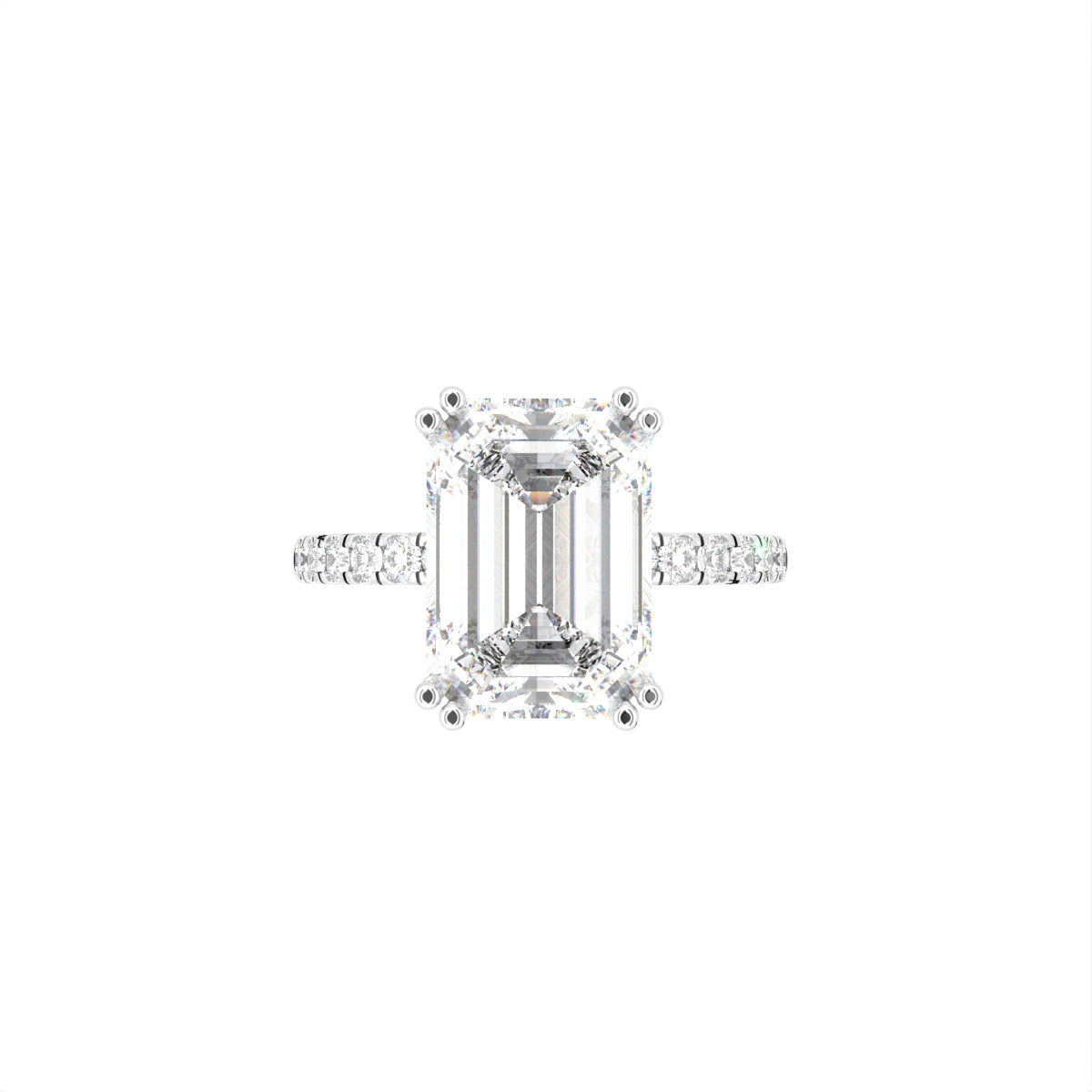 18K Solitaire Emerald Diamond Engagement Ring — TOP