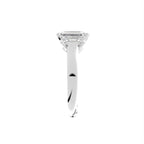 18K White Gold Trilogy Emerald Diamond Engagement Ring — SIDE