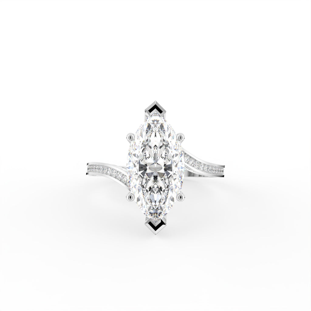18K White Gold Marquise Diamond Engagement Ring — TOP