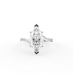 18K White Gold Marquise Diamond Engagement Ring — TOP