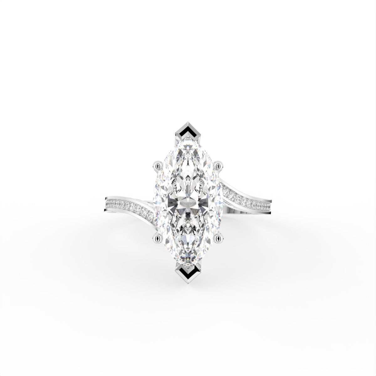 18K White Gold Marquise Diamond Engagement Ring — TOP