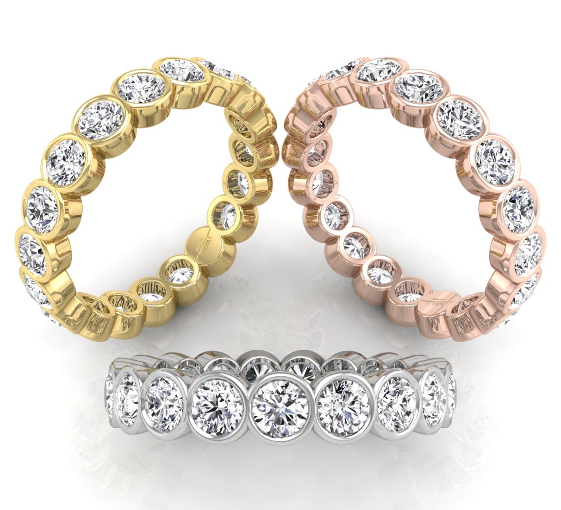 18K Full Eternity Diamond Ring — 3 COLOR