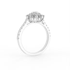 18K Halo Round Diamond Cocktail Ring — 3D VIEW
