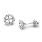 14K Yellow Gold Halo Round Diamond Stud Earrings — SIDE VIEW