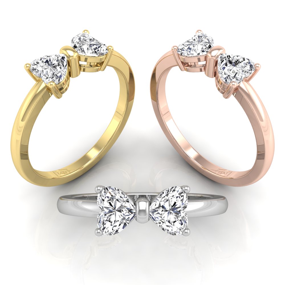 18K Bespoke Heart Diamond Ring — 3 COLOR