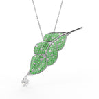 18K Yellow Gold Leaf Pear Diamond Pendant — FRONT