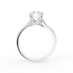 18K White Gold Solitaire Emerald Diamond Engagement Ring — FRONT