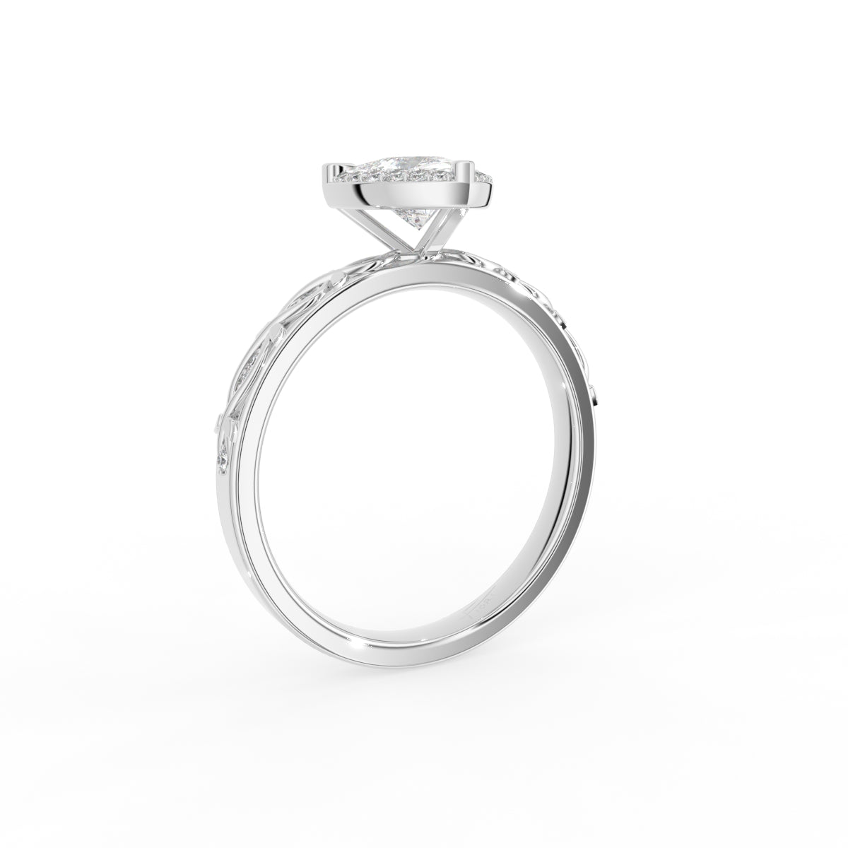 18K Halo Trillion Diamond Ring — 3D VIEW