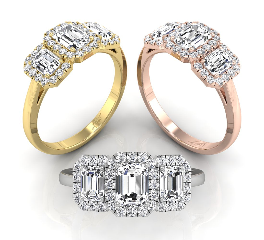 18K Trilogy Diamond Ring — 3 COLOR