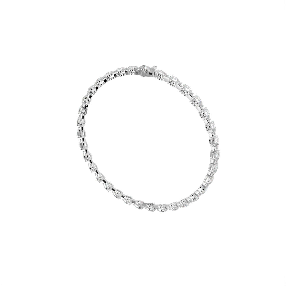 18K Tennis Pear Diamond Bracelet — 3D VIEW