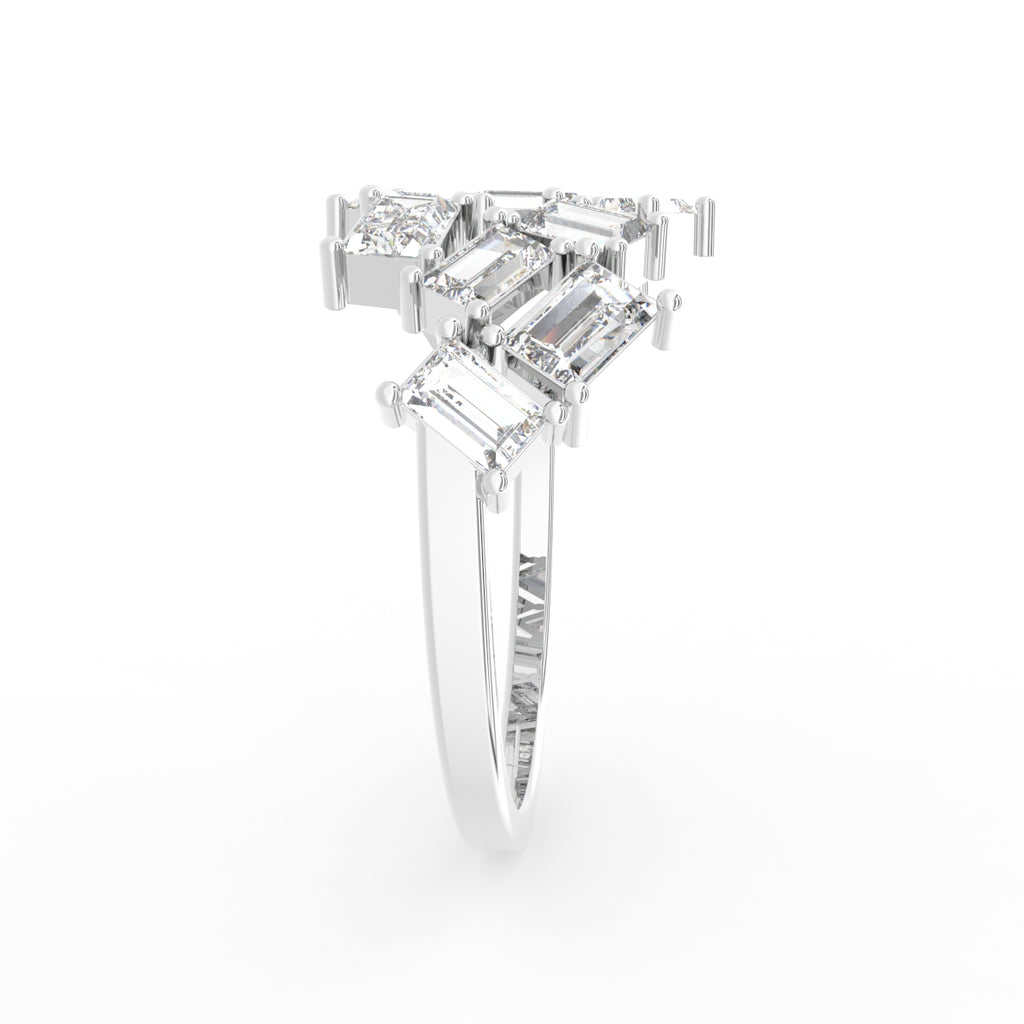 18K Bespoke Baguette Diamond Ring — SIDE