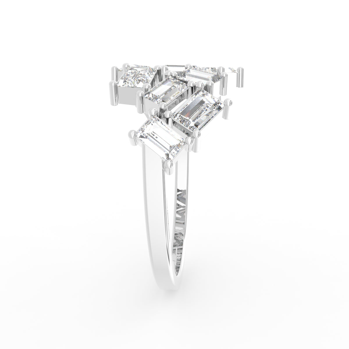 18K Bespoke Baguette Diamond Ring — SIDE