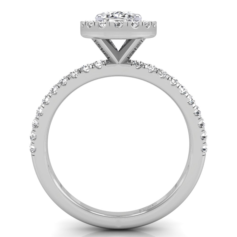 18K Halo Oval Diamond Ring — FRONT