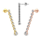 18K Round Pear Drop Diamond Earrings — 3 COLOR