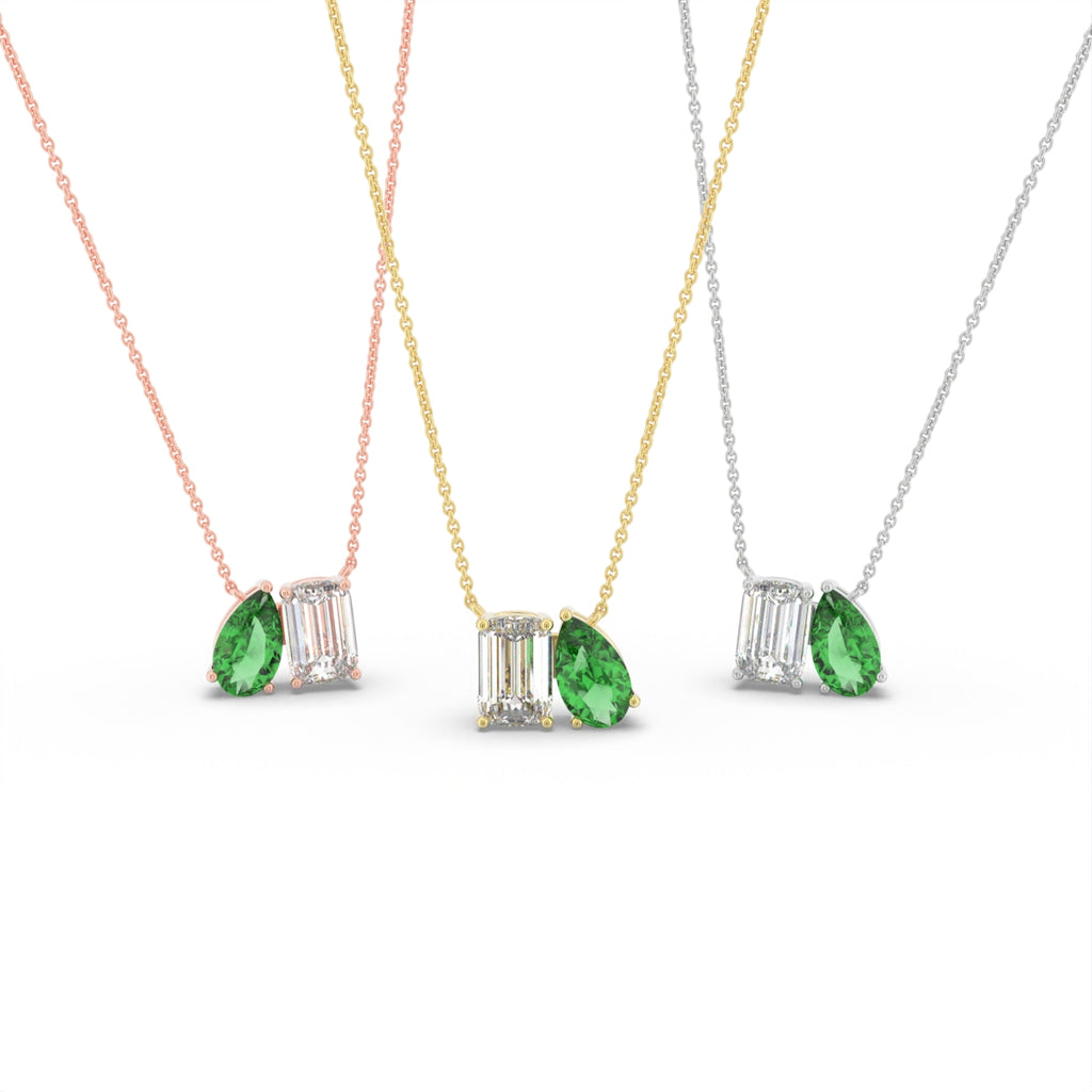 vimg:Z01103|18K Yellow Gold Emerald Cut Diamond Pendant — 3 COLOR