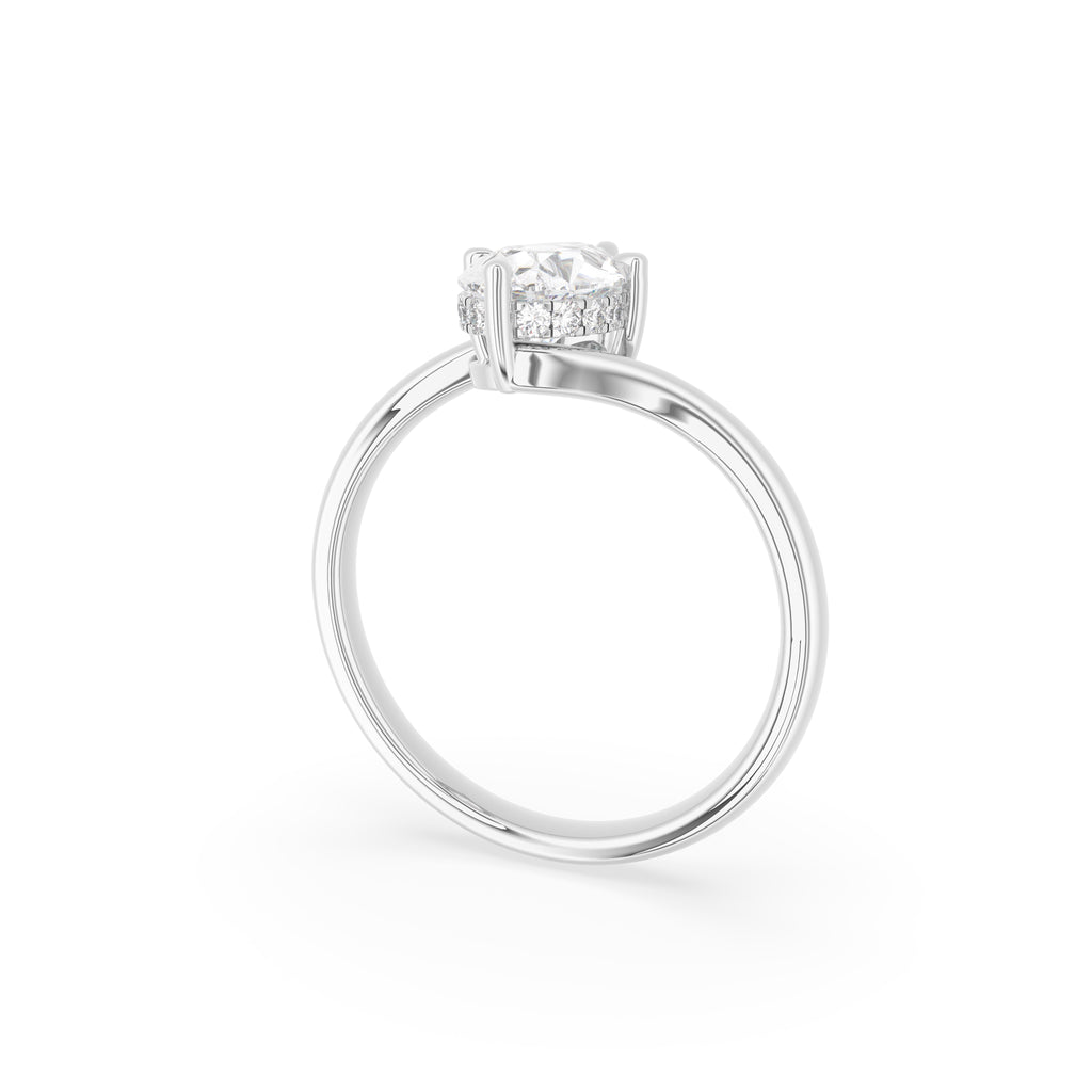 18K Pear Solitaire Diamond Engagement Ring — 3D VIEW