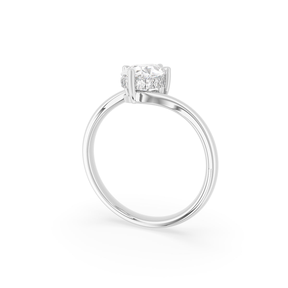18K Pear Solitaire Diamond Engagement Ring — 3D VIEW